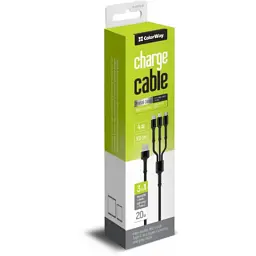 Дата кабель USB 2.0 AM to Lightning + Micro 5P + USB-C 4.0A (20W) ColorWay (CW-CBU3003-GR) - мініатюра 4