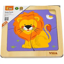 Дерев'яний міні-пазл Viga Toys Лев 4 елементів (51316) - мініатюра 2