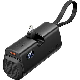 Універсальна мобільна батарея Vention 4800mAh 22,5W PD USB-C In/Out LED display with built-in Lightning cable Black (FHRB0)