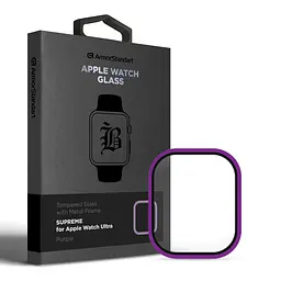 Захисне скло 3D для Apple Watch Ultra 49 мм, Purple, Supreme BI Metal Frame, з металевою рамкою, прозоре, повноекранне, олеофобне покриття, простий монтаж, не залишає слідів, ArmorStandart (ARM78301)