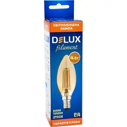 Лампочка Delux BL37B 4 Вт 2700K amber 220 В E14 filament (90011682) - мініатюра 4