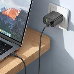 Мережевий зарядний пристрій Hoco N50 USB/2 Type-C PD 45W чорний - мініатюра 2