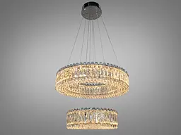 Люстра стельова LED Diasha 8693-600+400CH, 85W, хром, кришталева, регульована висота, для офісу, кафе, вітальні, спальні - мініатюра 3
