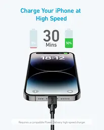 Кабель 322 USB-C to Lightning - 1.8m Nylon Black Anker teh0022035 - мініатюра 3