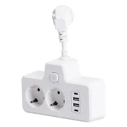 Мережевий фільтр-розгалужувач Yiwu HP-5-17 SNAILS BKL-502 EU на 2 розетки LED 4 USB білий - мініатюра 3