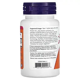 Вітамін В1 NOW Vitamin B1 100 mg, 100 таблеток - мініатюра 3