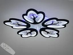 Стельова LED люстра Diasha 8148/5BK LED 3color чорна 5 пелюсток пульт димер