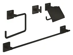 Набір аксесуарів 4 в 1 для ванної кімнати Grohe QuickFix Start Cube 411152430, Чорний матовий