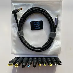 Кабель для зарядки ноутбука USB type C DC з набором перехідників 65W 100W 140W Max - мініатюра 7