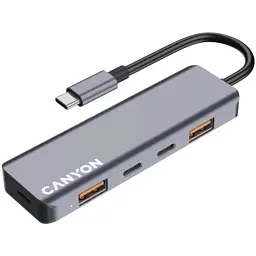 Концентратор Canyon hub DS-18 5in1 USB-C Grey (CNS-TDS18) - мініатюра 3
