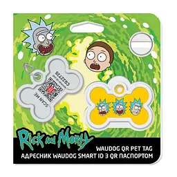 Адресник для собак і котів Waudog Smart ID з QR паспортом, Рік та Морті 3, L, 40х28 мм - мініатюра 4
