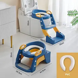 Дитяче складане сидіння на унітаз зі сходинками та ручками 2в1 + Горщик Жовто-синій - мініатюра 11