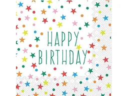 Серветки з малюнком День Народження SILKEN 18шт паперові 33*33см BIRTHDAY'S STARS 3шари
