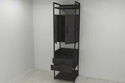 Шафа Гардероб Уні секція 5 серії Конект Ferrum-decor 220x60x50см Чорний метал ДСП Венге Магія 32 мм (FRD-104512) - мініатюра 9