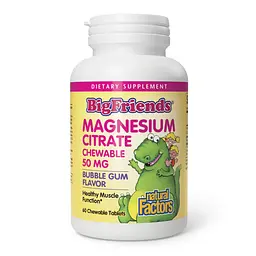 Магній 50 мг Natural Factors (Citrate) - 60 таблеток, Bubble Gum, для м’язів і нервової системи