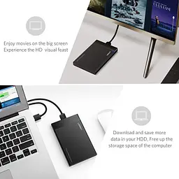 Зовнішній корпус для жорсткого диска Ugreen US221 (HDD/SSD кишеня) SATA 2.5" USB 3.0 (Чорний) - мініатюра 6