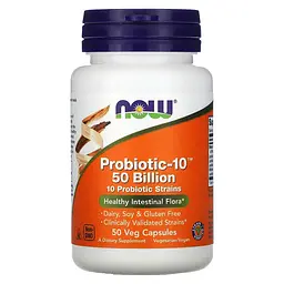 Пробіотики і пребіотики Probiotic-10 50 billion, 50 вегакапсул NOW fit0019384