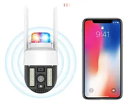 Wi-Fi Камера відеоспостереження PTZ A15 з ліхтарем-мигалкою 4G WiFi Вулична відеокамера з керуванням від телефону, нічним - мініатюра 4