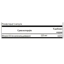 Вітаміни Swanson D3 with Coconut oil 5000 IU 60 softgels (1086-2022-09-0920) - мініатюра 2