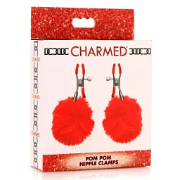 Затискачі на соски Charmed Pom Pom Nipple Clamps RED, червоний - мініатюра 3