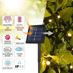 Вулична світлодіодна гірлянда Canopus Solar LED String Light 200 світлодіодів 22 метри – багатобарвний. - мініатюра 4