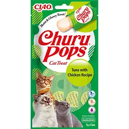 Вологі ласощі для котів INABA Churu Pops вершкове желе тунець з куркою 4 шт по 15 г