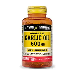 Трави Mason Natural Часникова олія 500 мг, Garlic Oil, 100 гелевих капсул (MAV05321)