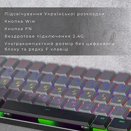 Клавіатура GamePro Red Swich Low Profile Wireless Dark Gray бездротова (MK122R) - мініатюра 10