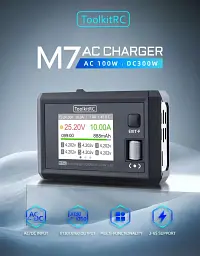 Зарядний пристрій із блоком живлення ToolkitRC M7AC 300W 20А для FPV 2-6S LiPo LiIon XT60 XT30 ADP200 ADP100 M6D M7 Q4AC Q6AC Black - мініатюра 4