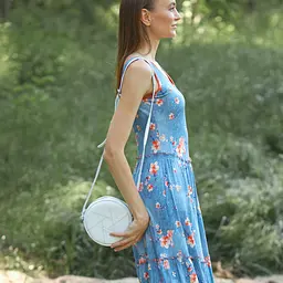 Шкіряна кругла жіноча сумка Бон-Бон біла - мініатюра 6