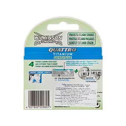 Змінні касети Wilkinson Sword Quattro Titanium Sensitive 4 шт. (4027800509805) - мініатюра 2