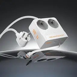 Мережевий зарядний пристрій подовжувач Hoco AC28 USB/3 Type-C PD 45W 2 розетки 2m білий - мініатюра 7