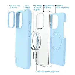 Рідкий силіконовий чохол Vokamo для iPhone 15 Pro із магнітом Blue - мініатюра 3