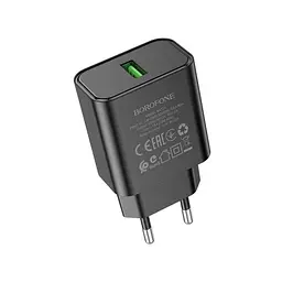 Мережевий зарядний пристрій Borofone BA72A Spring 18W/QC3.0/1USB чорний