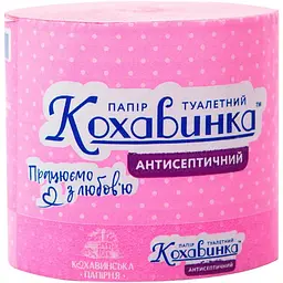 Туалетний папір Кохавинка антисептичний 1-шаровий рожевий 95 аркушів 115х93 мм 8 шт.