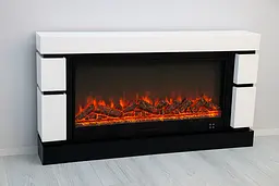 Електричний камін Logos Long 158 1500Вт Bluetooth звук потріскування дров White with black (10080144) - мініатюра 3