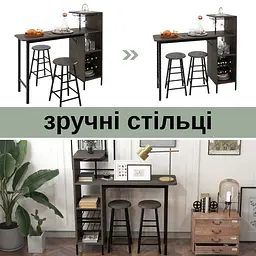 Барний стіл з стільцями Costway Bistro з тримачем винних келихів коричневий - мініатюра 10