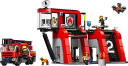 Конструктор LEGO City Пожежне депо з пожежною машиною 843 деталі (60414) - мініатюра 2