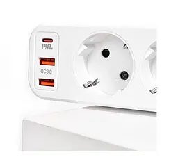Мережевий фільтр подовжувач Hoco NS-1 4000W 4 розетки Type-C PD20W + 2 USB 18W White - мініатюра 6