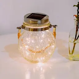 LED-світильник садовий Нічник скляний з сонячною батареєю 30LED RGB - мініатюра 3