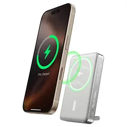 Портативний ЗП Power Bank Baseus Nomos Qi2 Kickstand OS with Cable 45W з БЗП 10000 mAh (P10078800) Lunar Gray - мініатюра 4