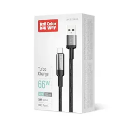 Дата кабель USB 2.0 AM to USB-C 1.0m 6A braided wire black ColorWay (CW-CBUC096-BK) - мініатюра 5