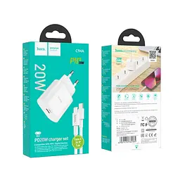 Адаптер Сетевой HOCO Type-C to Lightning Cable Metro single port charger set C94A |1Type-C, 20W/3A, PD/QC| - мініатюра 7