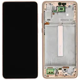 Дисплей Samsung A336 Galaxy A33 5G чорний, TFT, без функції відбитка пальця, з рамкою золотистого кольору, Peach