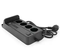 Мережевий фільтр-подовжувач Voltronic G-12, 4 розетки + 4 USB 3,2 А + 2 Type-C + бездротова зарядка, 2 м, чорний - мініатюра 4