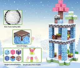 Магнітний конструктор Minecraft 100 шт + 3 фігурки по грі Майнкрафт Лід та Сніг Mk001012 - мініатюра 5