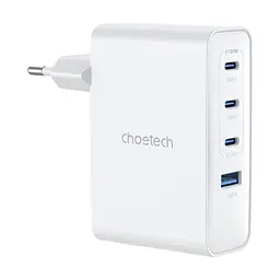 Мережевий зарядний пристрій Choetech PD9002 PD100W GAN USB-A+3xUSB-C White (43-00172) - мініатюра 1