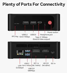 Неттоп Beelink SER5 MAX Black Ryzen 7 32Gb LPDDR5 500Gb SSD NVMe Radeon 680M 2.5GLan 3xUSB 3.2 Type-C HDMI/DP Windows 11 Pro кріплення VESA у комплекті (BLSER5M6800H32500BK) - мініатюра 3