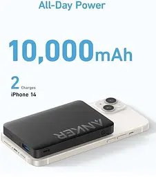 Повербанк Anker 334 MagGo 10000 mAh 20 W з бездротовою, магнітною зарядкою Magsafe для iPhone чорний - мініатюра 4