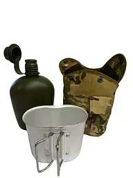 Фляга Solve NATO армійська тактична з утепленим чохлом і алюмінієвою чашкою 1 л Multicam KT6104006